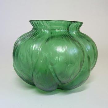 Art Nouveau 1900\'s Iridescent Green Glass Antique Vase