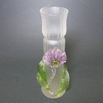 Kralik Art Nouveau Bohemian Glass Applied Flower Vase