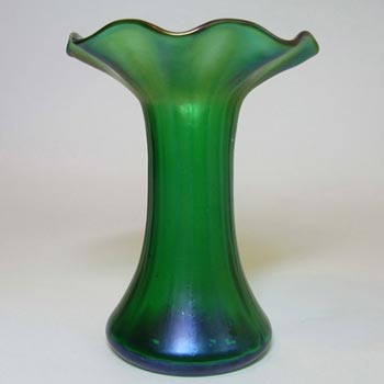 Art Nouveau 1900\'s Iridescent Green Glass Antique Vase