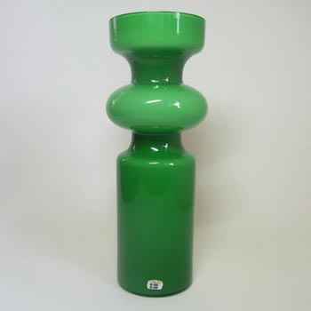 Lindshammar 1970\'s Swedish Green Glass Vase - Labelled