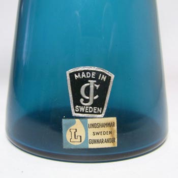 Lindshammar 60s Swedish Blue Glass Vase by Gunnar Ander