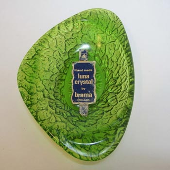 Davidson/Brama Green Bark Textured Glass \"Luna\" Bowl - Label