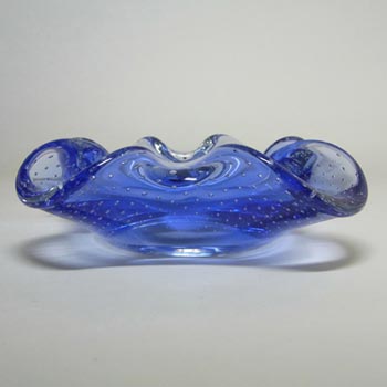 Magnor Norwegian 1970's Blue Glass Bubble Bowl - Signed