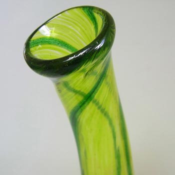 Mdina Green/Red Organic Glass Vase - Signed & Labelled