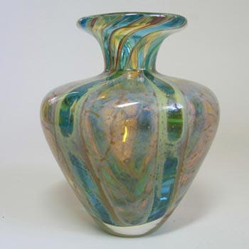 Mdina Maltese 'Crysal Blue Stripe' Glass Vase - Signed & Labelled