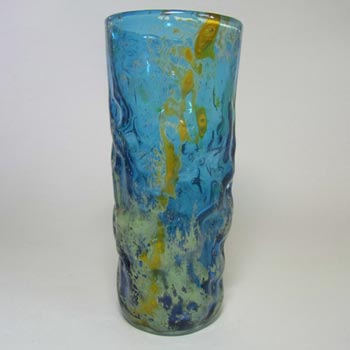 Mdina Blue & Yellow Bark Textured Maltese Glass Vase