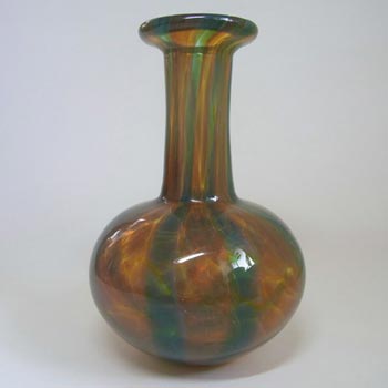 Mdina Maltese Blue + Brown Striped Glass Vase - Signed
