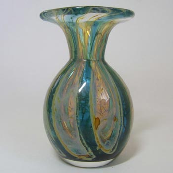 Mdina 'Crysal Blue Stripe' Maltese Glass Vase - Signed