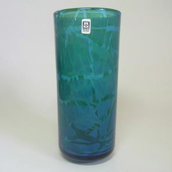 Mdina 'Ming' Maltese Blue & Green Glass Vase - Signed & Label