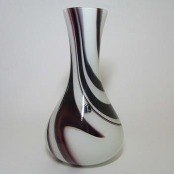 Carlo Moretti Marbled Purple & White Murano Glass Vase - Label