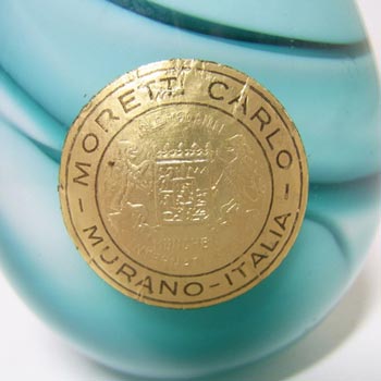 Carlo Moretti Marbled Green & White Murano Glass Paperweight