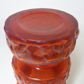 Carlo Moretti Textured Red Murano Glass Vase - Labelled