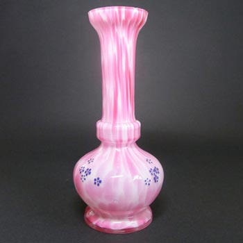 Welz Bohemian Pink & White Spatter Glass Enamelled Vase