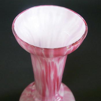 Welz Bohemian Pink & White Spatter Glass Enamelled Vase