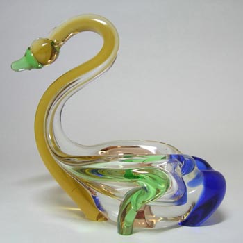 Mstisov Czech Glass Rhapsody Swan Bowl by Frantisek Zemek