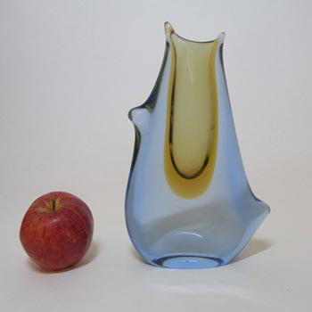 Mstisov Czech Amber/Blue Glass Vase 53095 - Frantisek Zemek