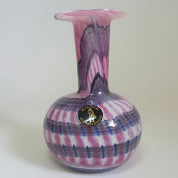 Mtarfa Purple/Pink & White Glass Vase - Signed + Label