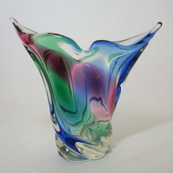 Iwatsu Hineri Japanese Multicoloured Cased Glass Vase