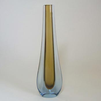 Galliano Ferro Murano Sommerso Amber & Blue Glass Stem Vase