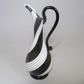 Murano Black + White Mezza Filigrana/Filigree Glass Jug