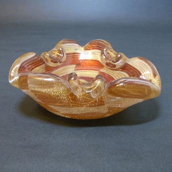 Murano/Venetian 1950's Gold Leaf Biomorphic Glass Bowl