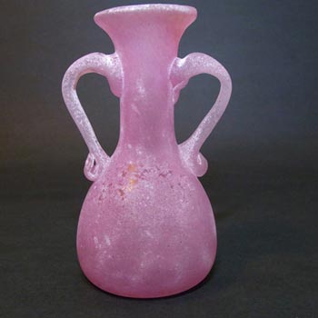 Murano Italian Pink Glass \'Scavo\' Vase, Labelled