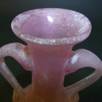 Murano Italian Pink Glass 'Scavo' Vase, Labelled