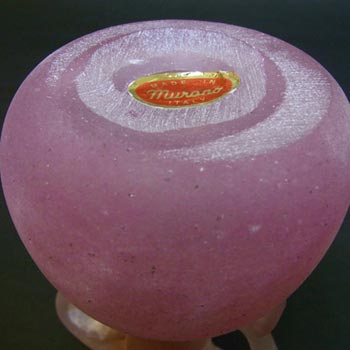 Murano Italian Pink Glass 'Scavo' Vase, Labelled