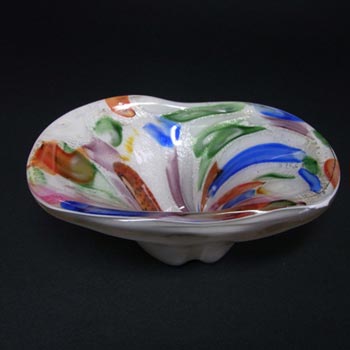 Vetro Artistico Veneziano Murano Glass Silver Leaf Bowl