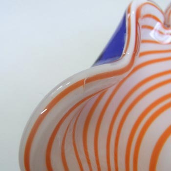 Murano Biomorphic Orange/White/Blue Cased Glass Swirl Bowl