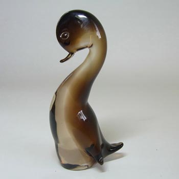 V. Nason & Co Murano Smoky Amber Glass Bird - Labelled
