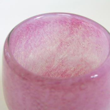 Nazeing British 1950's Clouded Pink Bubble Glass Vase