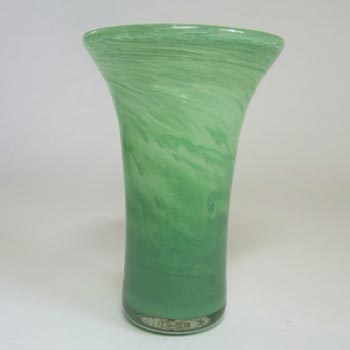 Nazeing 1950\'s British Clouded Green Bubble Glass Vase