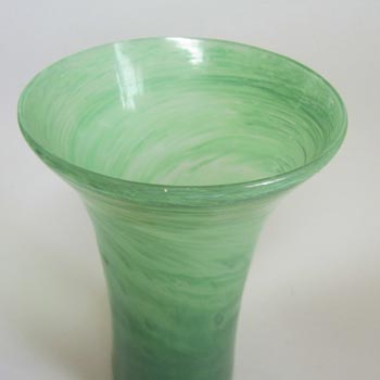 Nazeing 1950's British Clouded Green Bubble Glass Vase
