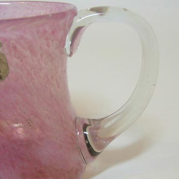 Nazeing 1950's Clouded Pink Bubble Glass Jug - Labelled
