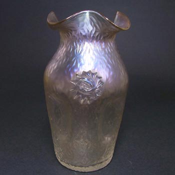 Art Nouveau 1900\'s Iridescent Glass Prunted Antique Vase