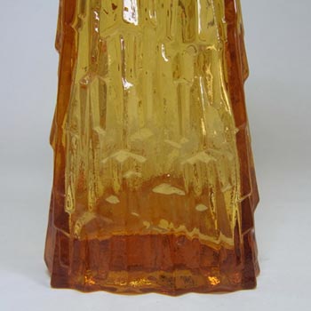 Oberglas Austrian Tall Amber Bark Textured Glass Vase