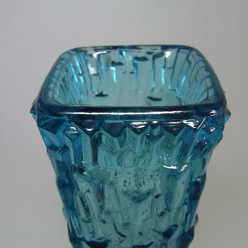 Oberglas Austrian Tall Blue Bark Textured Glass Vase