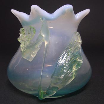 Victorian 1890\'s Opalescent Vaseline/Uranium Glass Vase