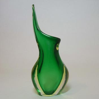 Murano/Venetian Green & Uranium Sommerso Glass Vase