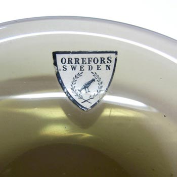 Orrefors Swedish Smoky Amber Glass Bowl - Labelled