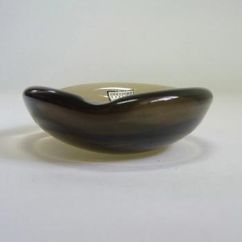 Orrefors Swedish Smoky Amber Glass Bowl - Labelled