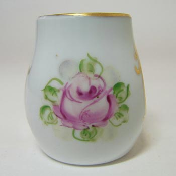 Crystalex Czech Enamelled Green & White Overlay / Cut Glass Vase