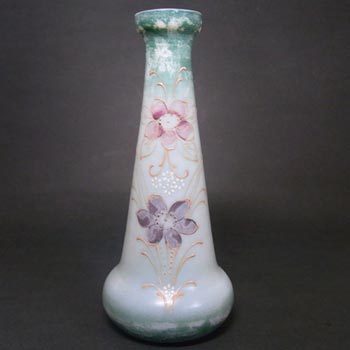 (image for) Victorian Hand Painted/Enamelled Opaque Glass Vase