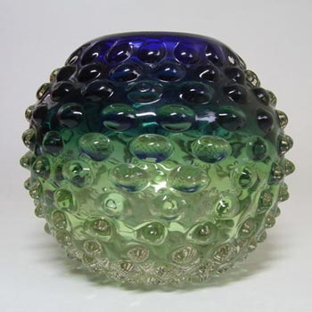 Prachen Czech Blue/Green Glass Vase, Frantisek Koudelka