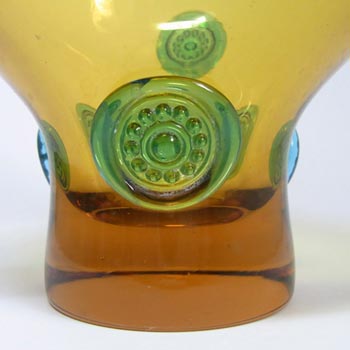 Prachen 1970s Amber + Blue Glass Vase - Josef Hospodka