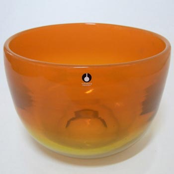 Pukeberg Swedish Orange + Yellow Glass Bowl - Labelled