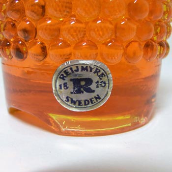 Reijmyre Swedish Orange Glass Candlestick Holders - Labelled