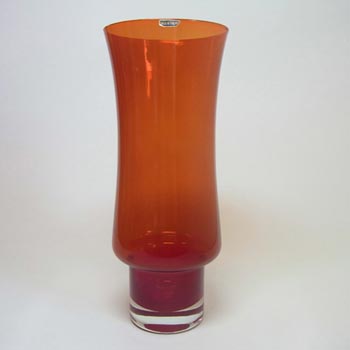 Riihimaki / Riihimaen Lasi Oy Red Glass Vase - Labelled