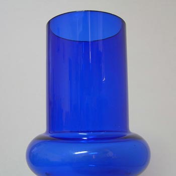 Ryd Glasbruk Swedish / Scandinavian Blue Glass Hooped 10.5" Vase